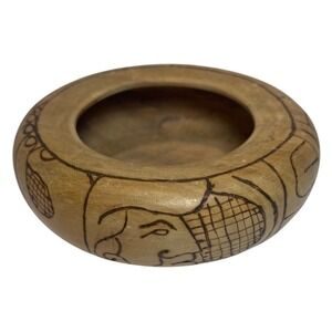VTG‎ Primitive Hand Carved Aztec Wooden Bowl San Pedro Sula Honduras 5"